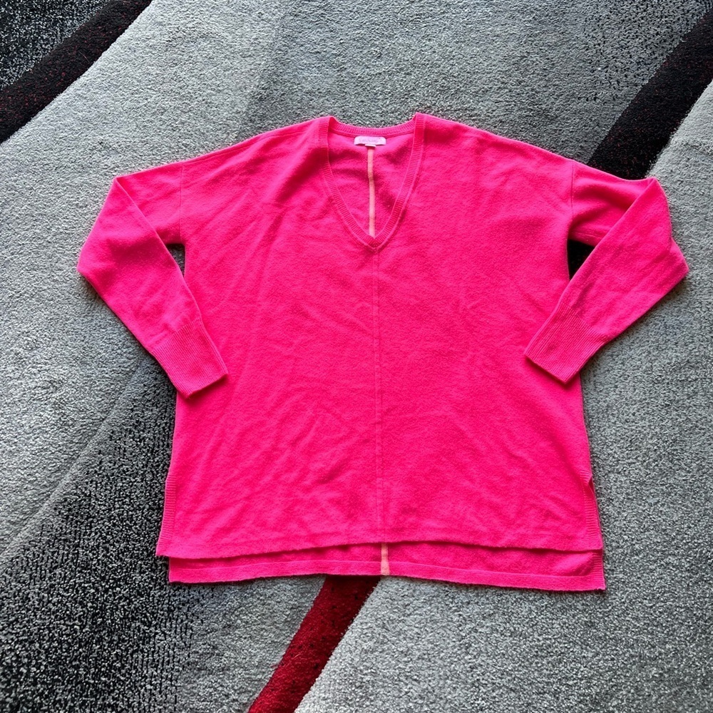 Lilly Pulitzer Hot Pink V Neck Cashmere Sweater